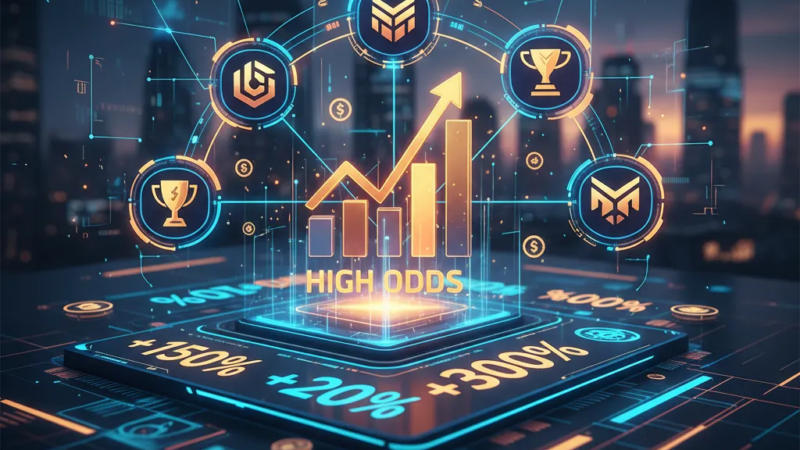 Interface de site de apostas online com destaque para odds altas e opções de aposta em um computador.