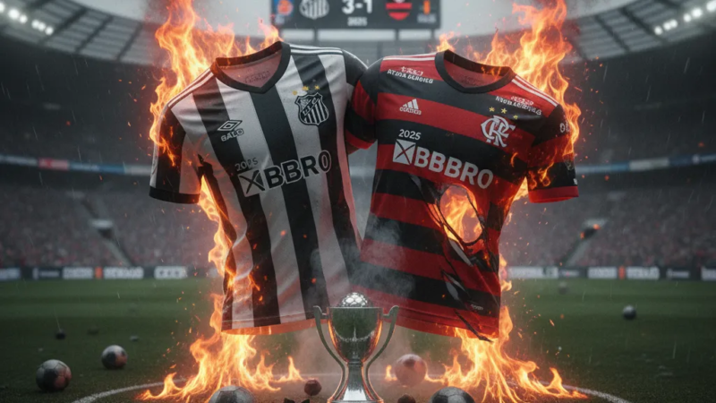 Disputa de bola entre jogadores do Atlético-MG e Flamengo em partida decisiva do Brasileirão.