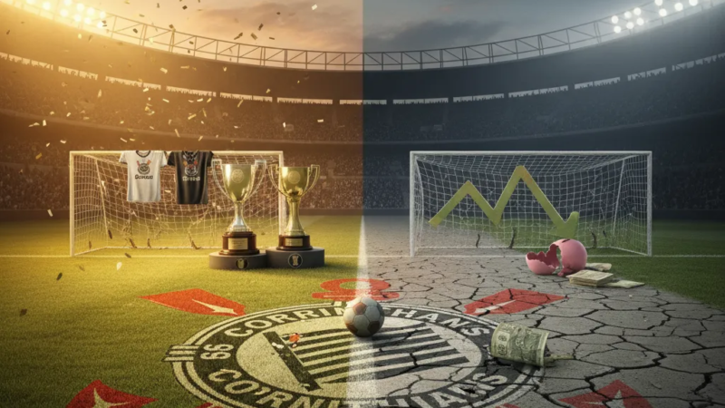 Jogador do Corinthians comemora gol no estádio Neo Química Arena, vestindo a camisa alvinegra, em partida de futebol.