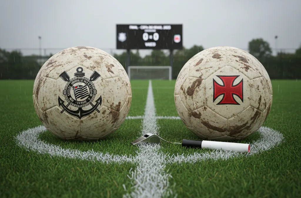Jogadores do Corinthians e Vasco em campo, disputando a bola no empate 0x0 de ontem pela Copa do Brasil.