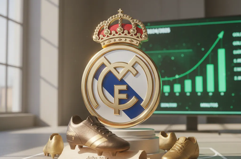 Endrick, jovem atacante, vestindo a camisa branca do Real Madrid e sorrindo no gramado.