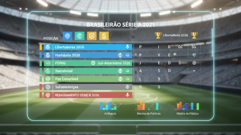 Tabela atualizada do Brasileirão Série A com a classificação dos times, pontos e posições.