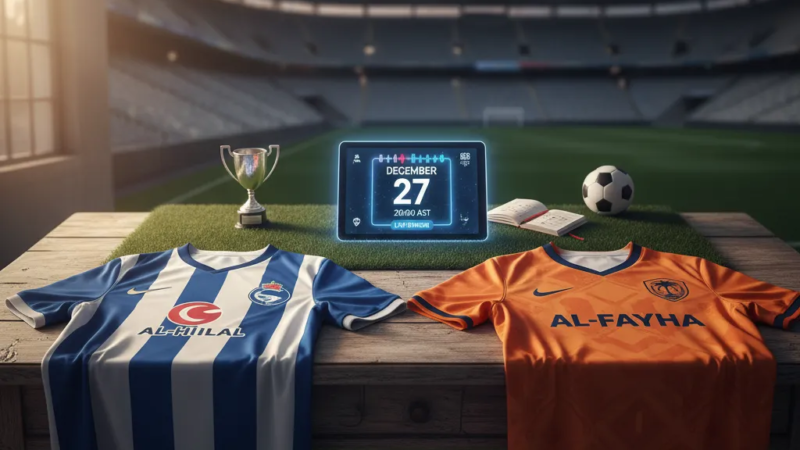 Jogador do Al-Hilal comemora gol em partida decisiva contra o Al-Fayha no estádio.