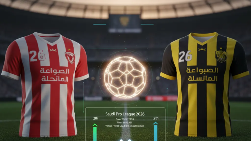 Jogadores do Al Qadsiah e Al-Ittihad em ação no campo, disputando a bola em partida da Saudi Pro League.