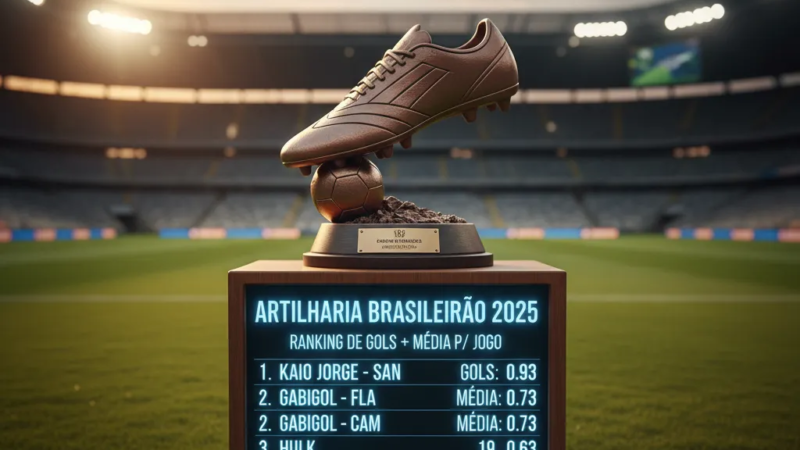 Kaio Jorge, atacante, celebra gol em campo, líder da artilharia do Brasileirão 2025.