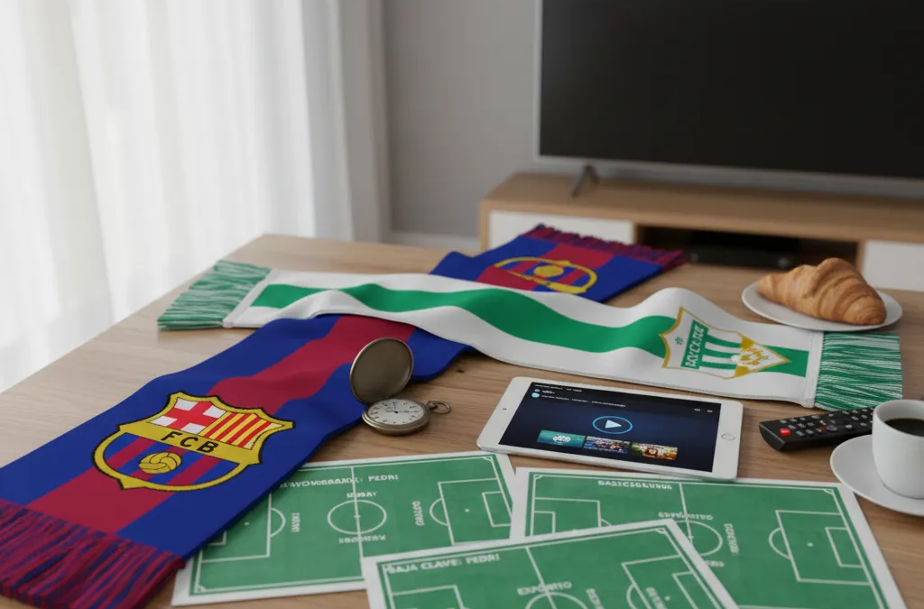 Jogador do Barcelona em ação no campo, com a bola nos pés, durante um confronto contra o Racing Santander.