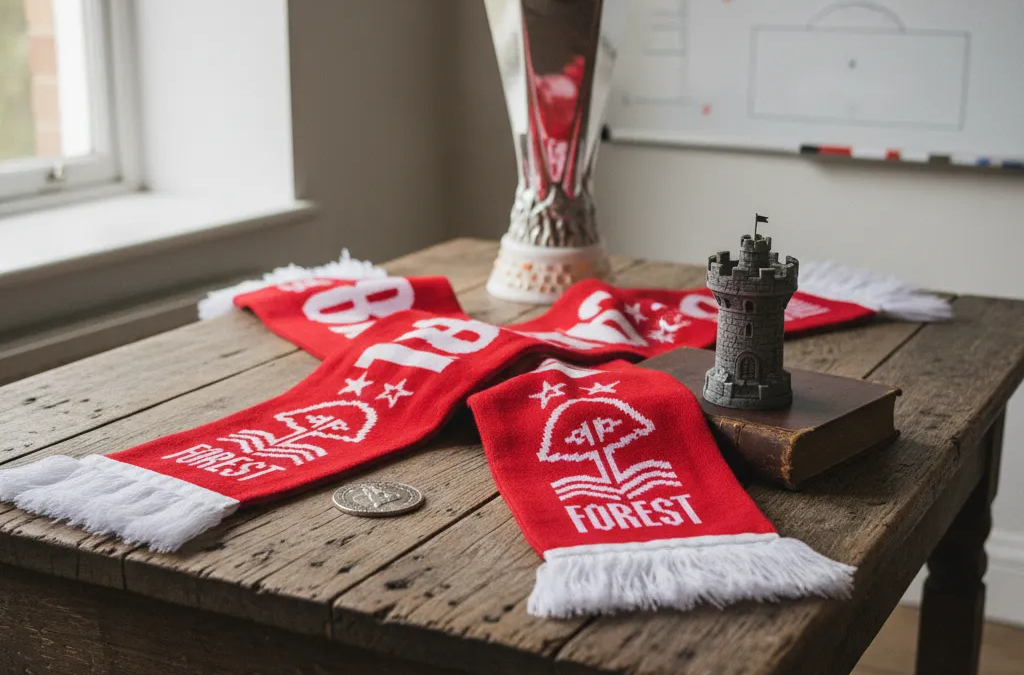 Logos do SC Braga e Nottingham Forest lado a lado, destacando o confronto Braga x Nottingham Forest na Liga Europa.