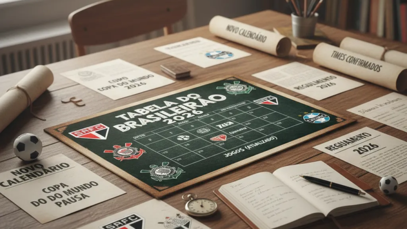 Gráfico da Tabela do Brasileirão 2026 com times, pontos e próximos jogos destacados.