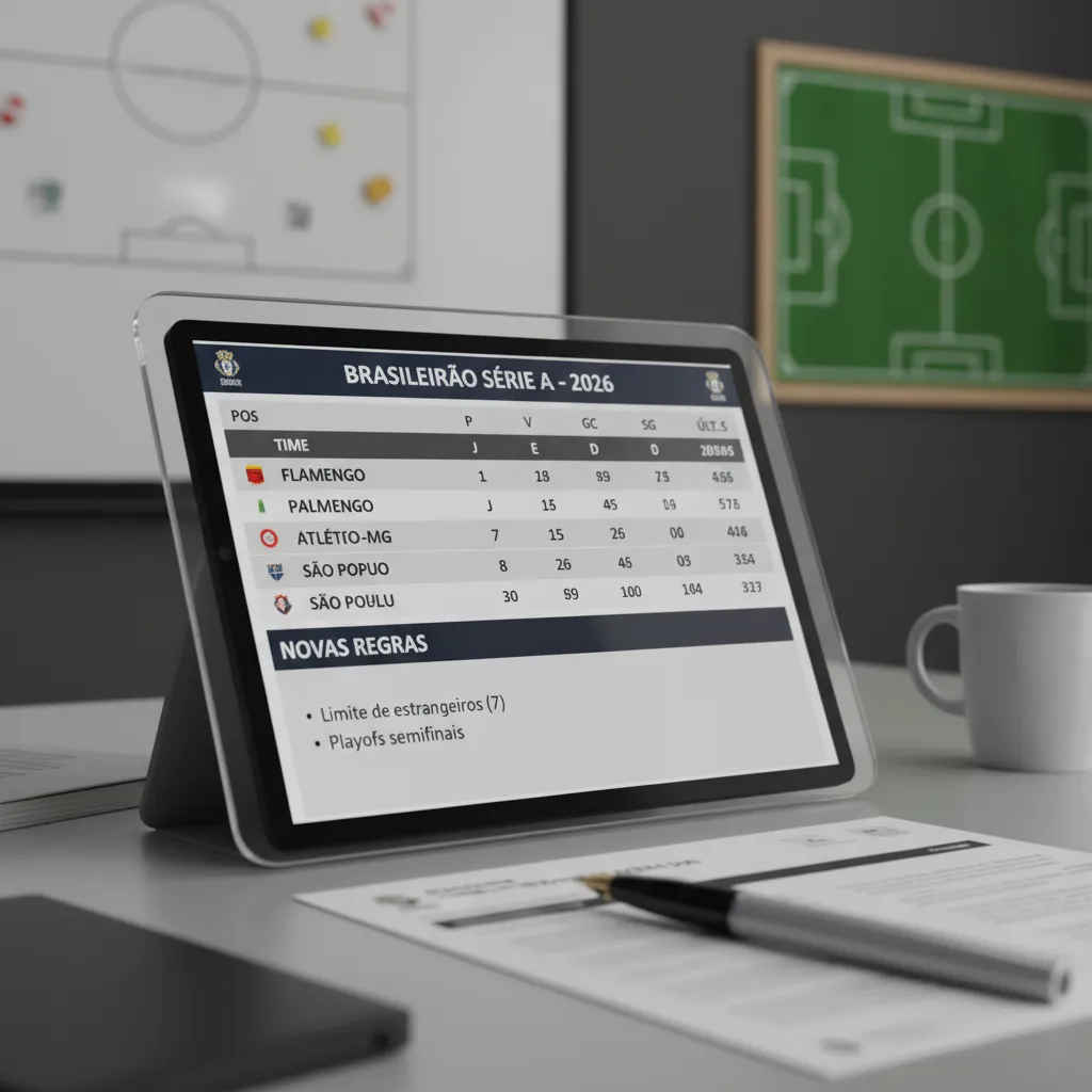 Tabela atualizada das classificações do Brasileirão Série A, exibindo posições dos times, pontos e resultados recentes da liga.