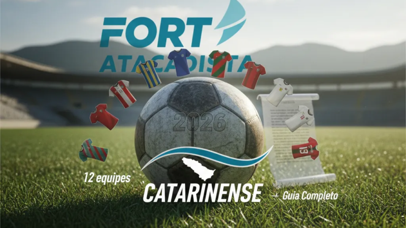 Estádio de futebol lotado e iluminado à noite, com gramado verde e refletores acesos para o Catarinense 2026.