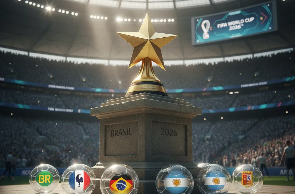 Atleta da seleção brasileira em campo, focado na disputa da Copa do Mundo 2026 Brasil, um dos principais favoritos ao hexa.