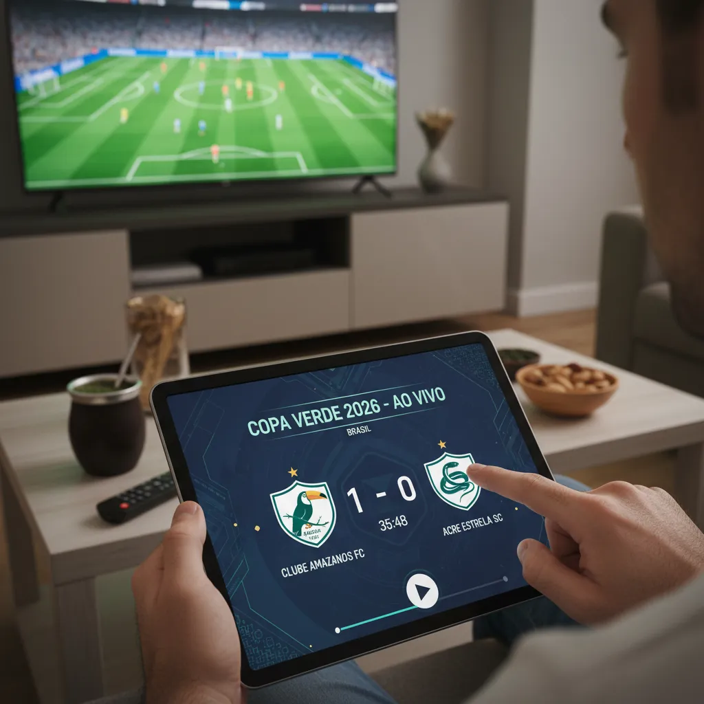 Estádio de futebol vibrante com gramado verde, palco dos jogos da Copa Verde 2026 no Brasil.