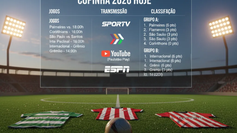 Jovens jogadores em ação no gramado, disputando a bola em partida da Copinha 2026.