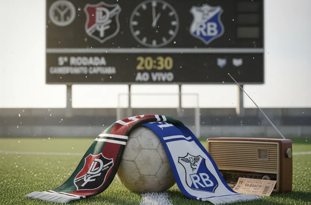 Jogador do Rio Branco-ES (branco) dribla adversário da Desportiva Ferroviária (grená) em partida do Clássico Capixaba.