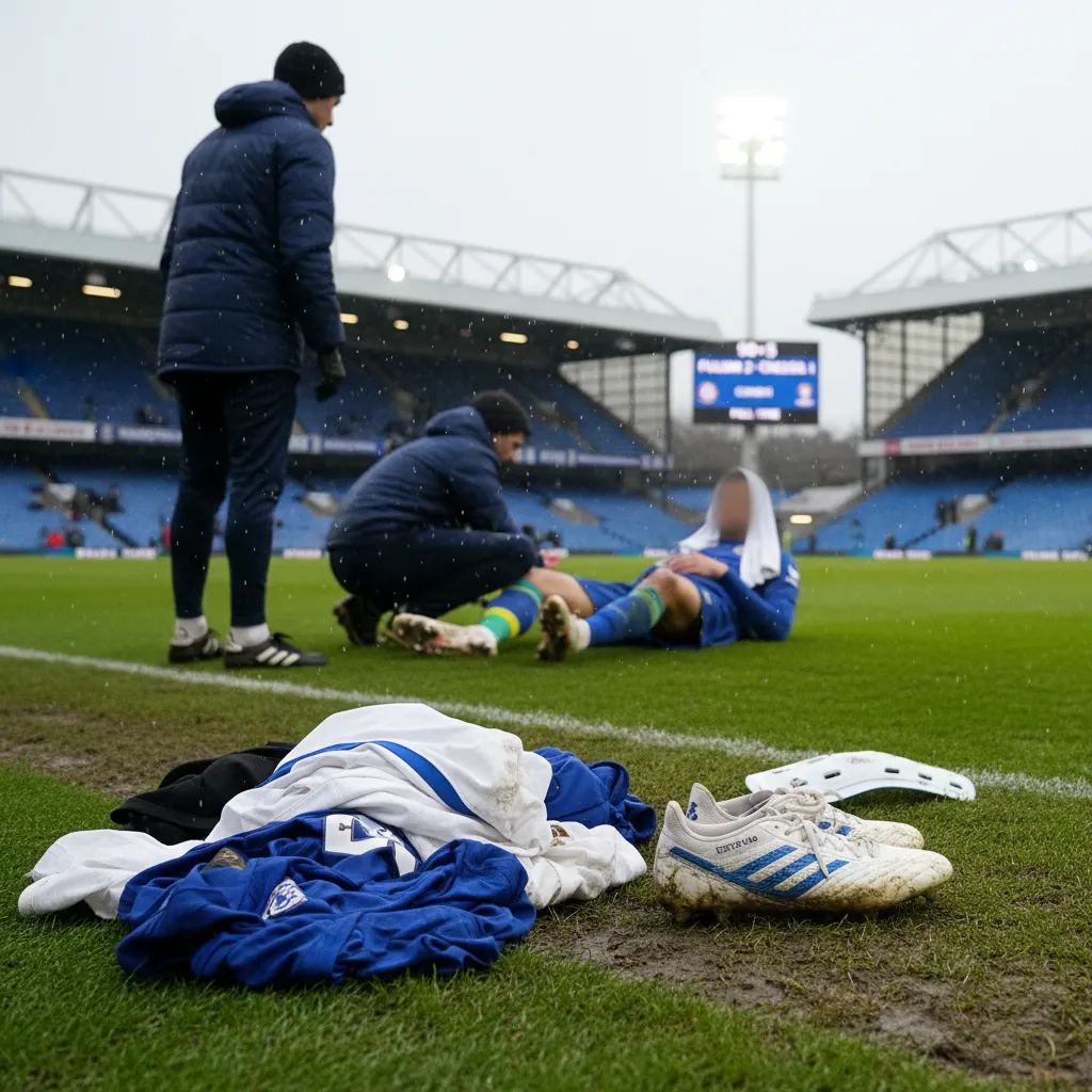 Estevão, joia brasileira do Chelsea, em ação no campo durante jogo contra o Fulham.