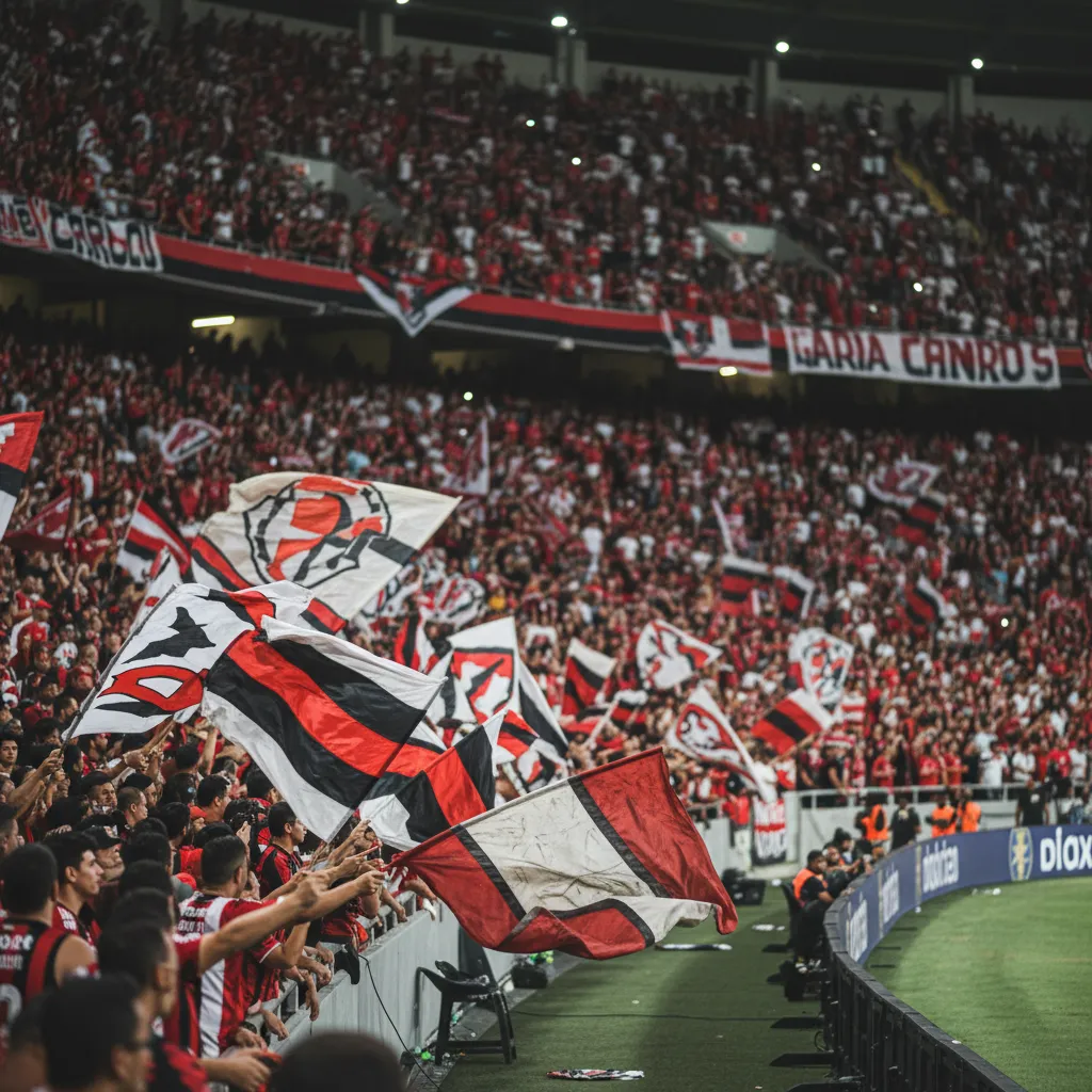 Jogadores do Flamengo e Vasco em disputa pela bola no campo, simbolizando a rivalidade do clássico carioca.