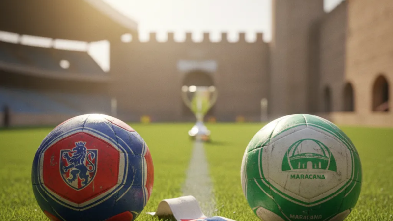 Jogadores do Fortaleza e Maracanã disputam a bola intensamente no gramado durante uma partida de futebol.