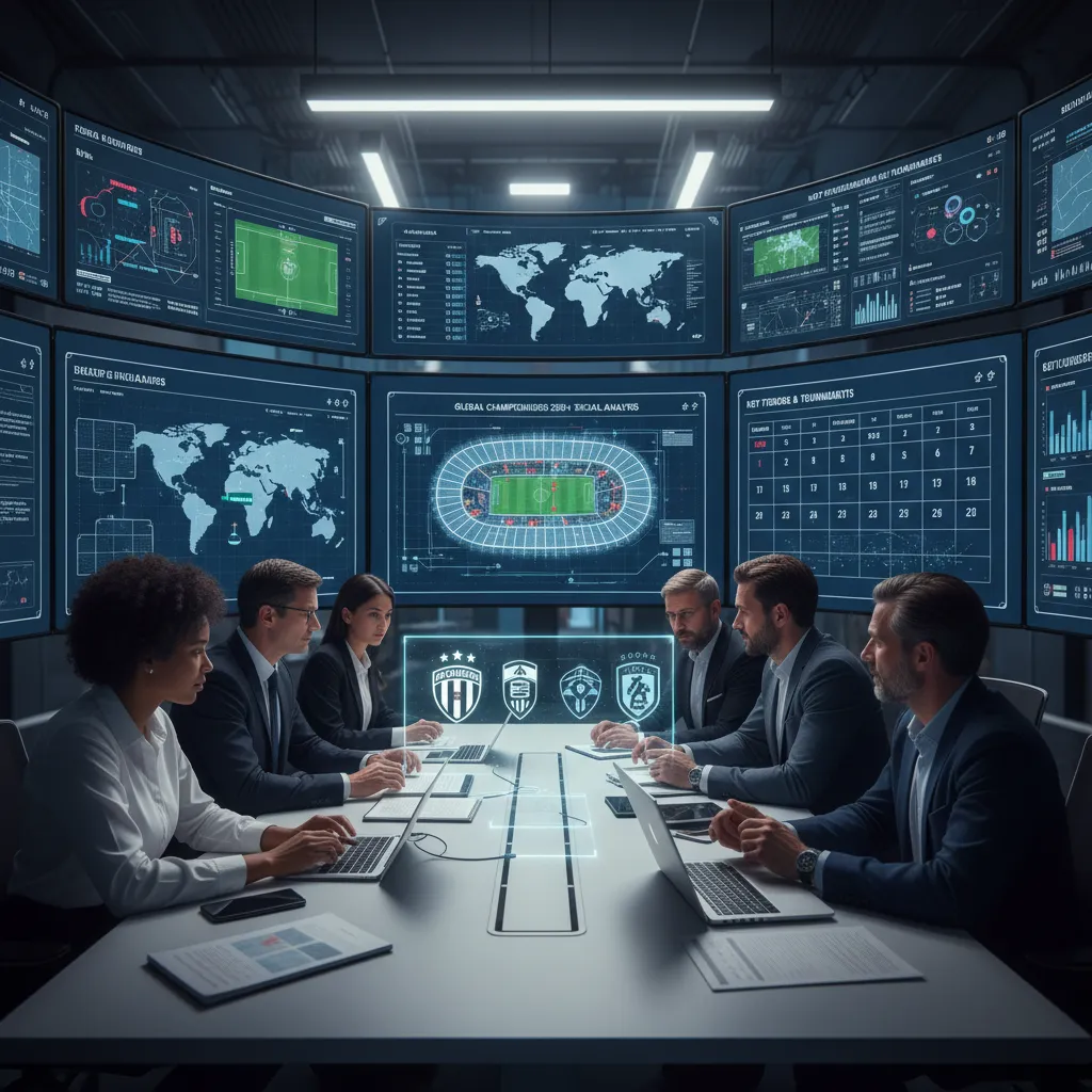 Estádio de futebol moderno e lotado, iluminado à noite, simbolizando os campeonatos de futebol de 2026.