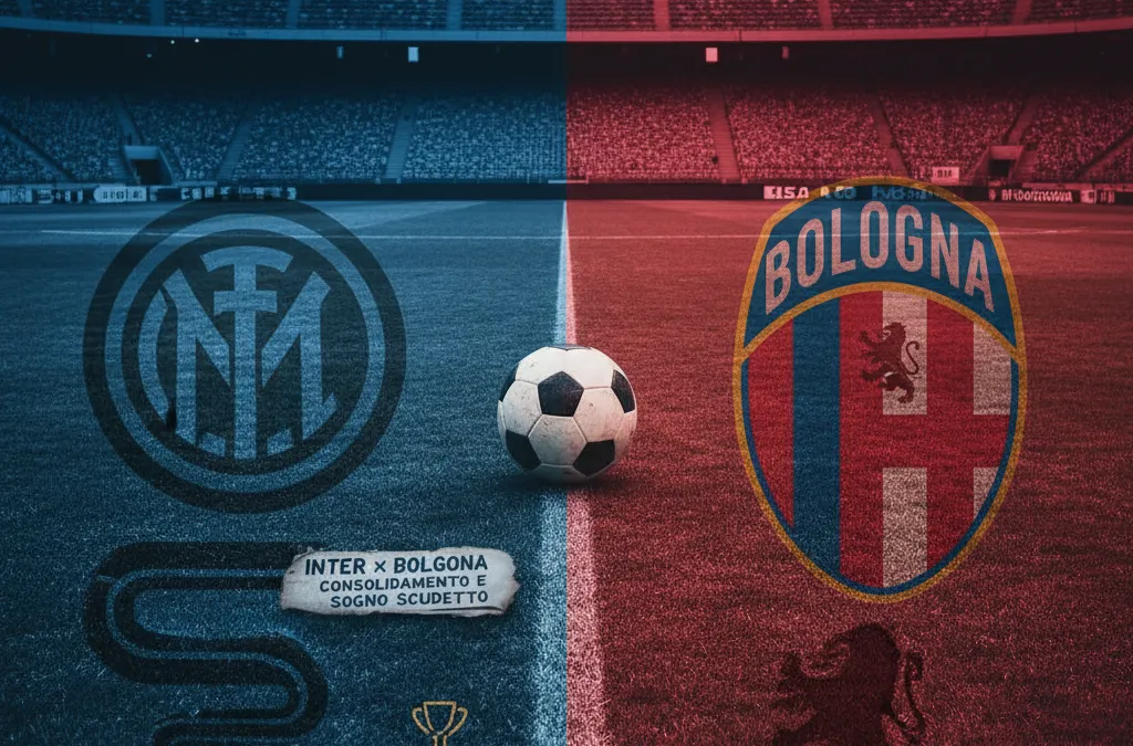 Jogadores da Inter e do Bologna disputam a bola no meio-campo durante a 18ª rodada da Serie A.