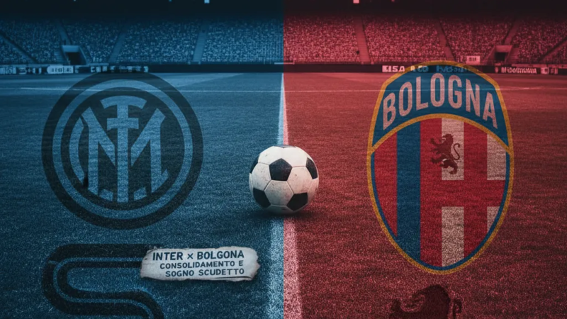 Jogadores da Inter e do Bologna disputam a bola no meio-campo durante a 18ª rodada da Serie A.