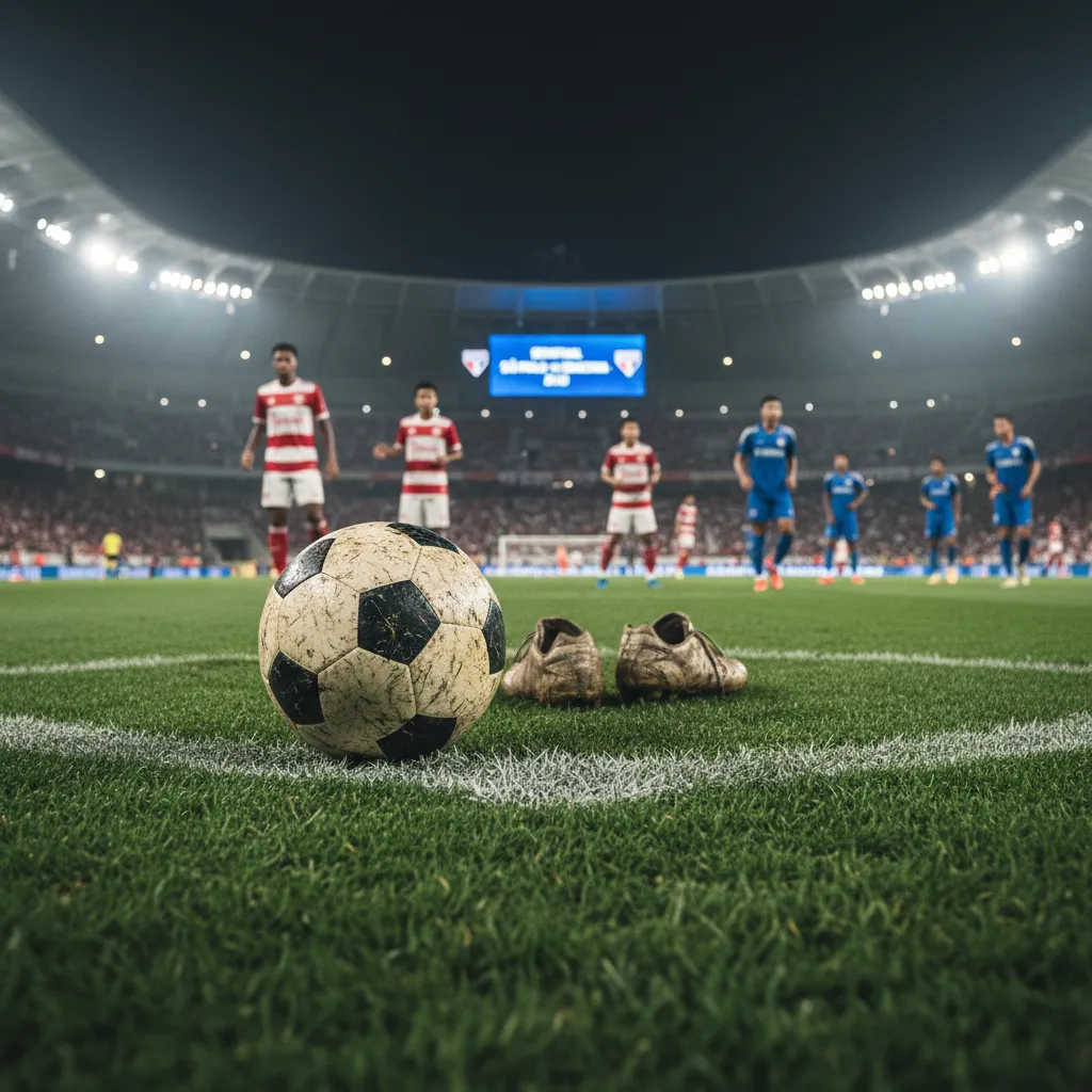 Jogadores de futebol júnior em ação no campo, disputando a bola durante a Copa São Paulo.