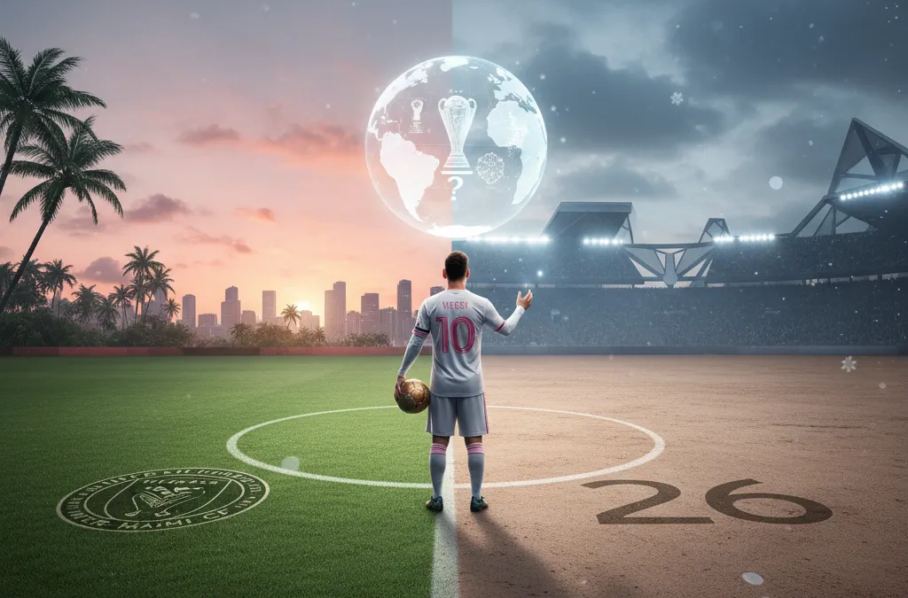 Lionel Messi com a camisa rosa do Inter Miami, driblando a bola em campo.