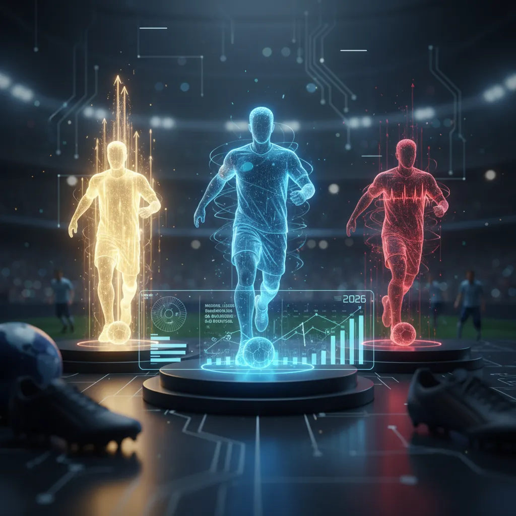 Montagem dinâmica de craques brasileiros de futebol em ação, com uniformes de clubes internacionais, representando o talento fora do Brasil.