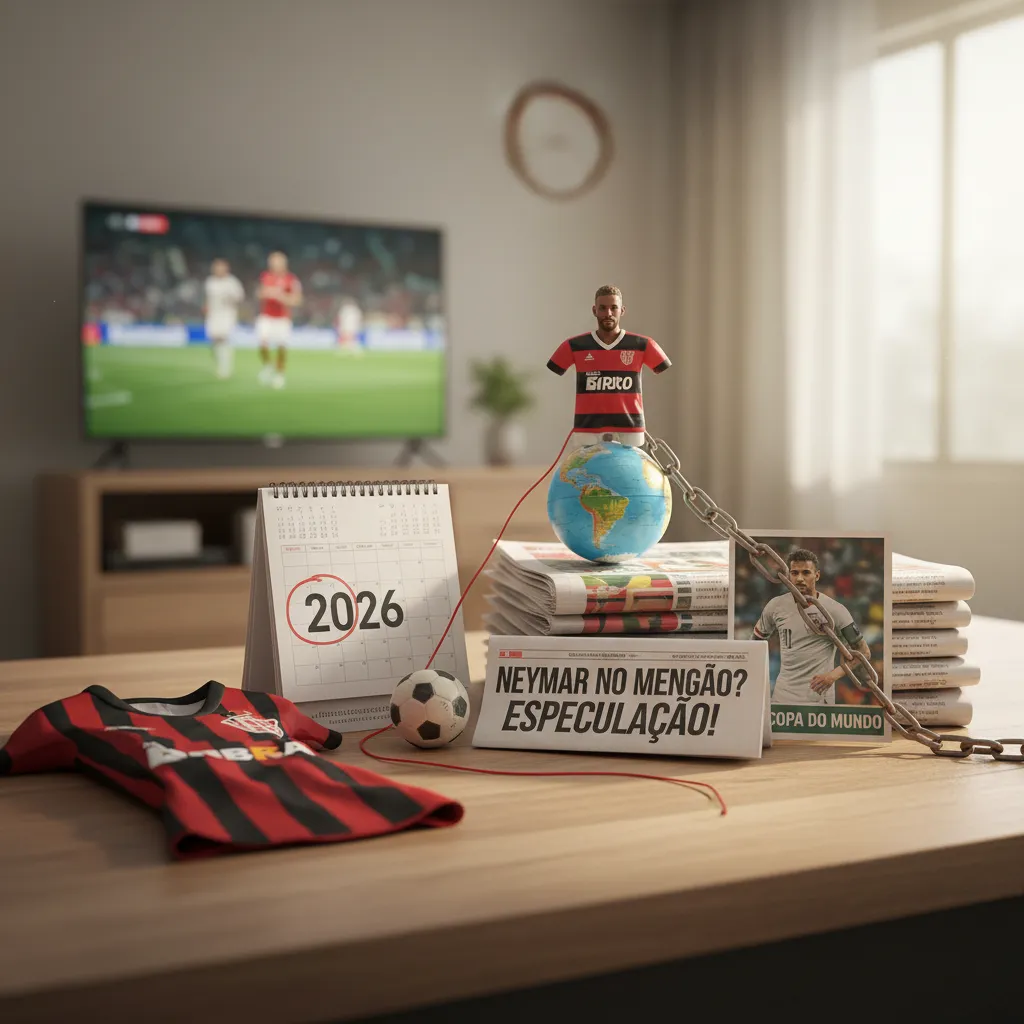 Neymar Jr. em campo com a camisa do Santos FC, sorrindo. O jogador é o foco dos boatos sobre uma possível ida ao Flamengo.