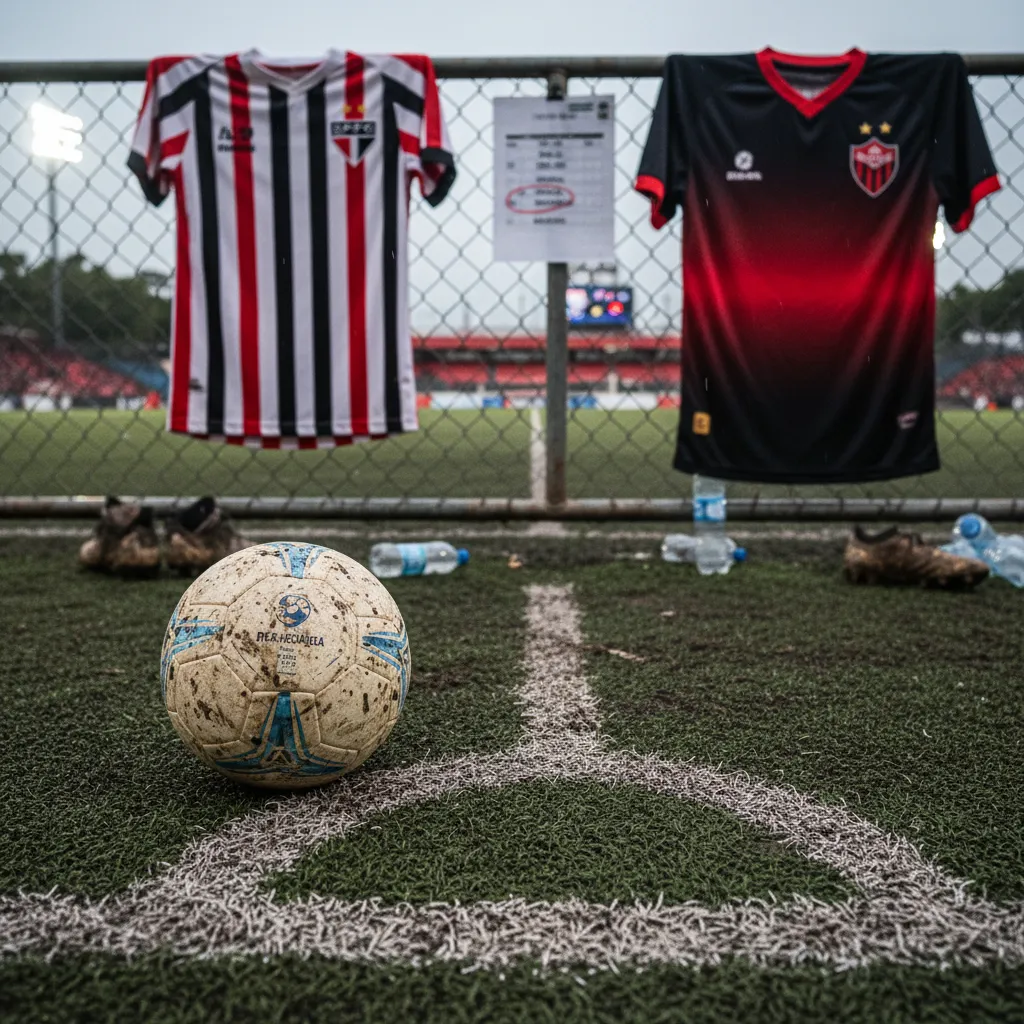 Atletas do São Paulo e Ibrachina em campo, disputando bola na Copa São Paulo de Futebol Júnior.