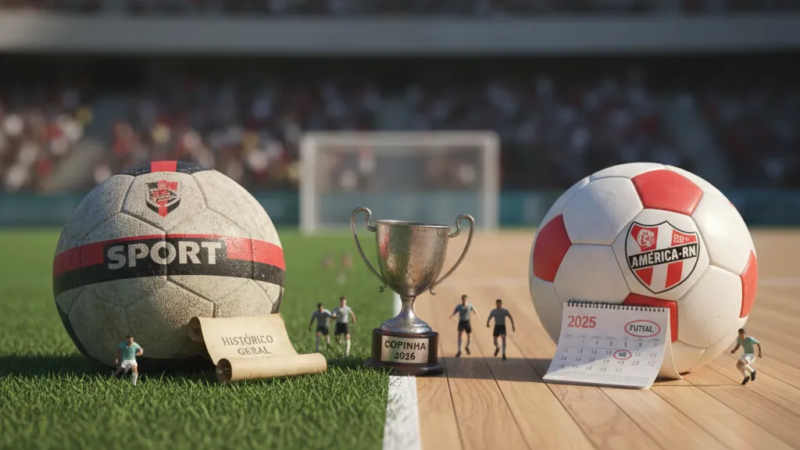 Jogadores do Sport e América-RN disputam a bola em campo gramado durante partida de futebol.