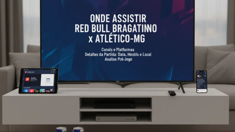 Jogadores do Red Bull Bragantino e Atlético-MG disputam a bola no gramado, em lance de partida do Brasileirão.