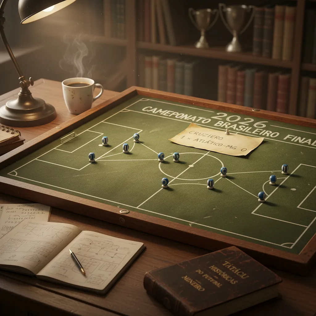 Jogadores do Cruzeiro (azul) e Atlético-MG (listrado) em ação intensa no Clássico Mineiro de futebol.