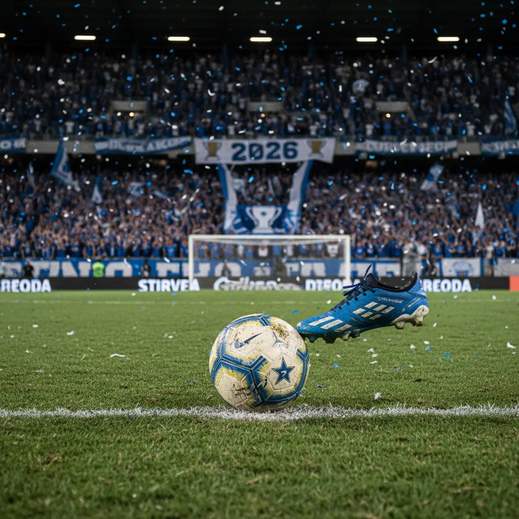 Estádio Mineirão iluminado à noite, palco de jogos históricos do Cruzeiro. Campo de futebol e arquibancadas.