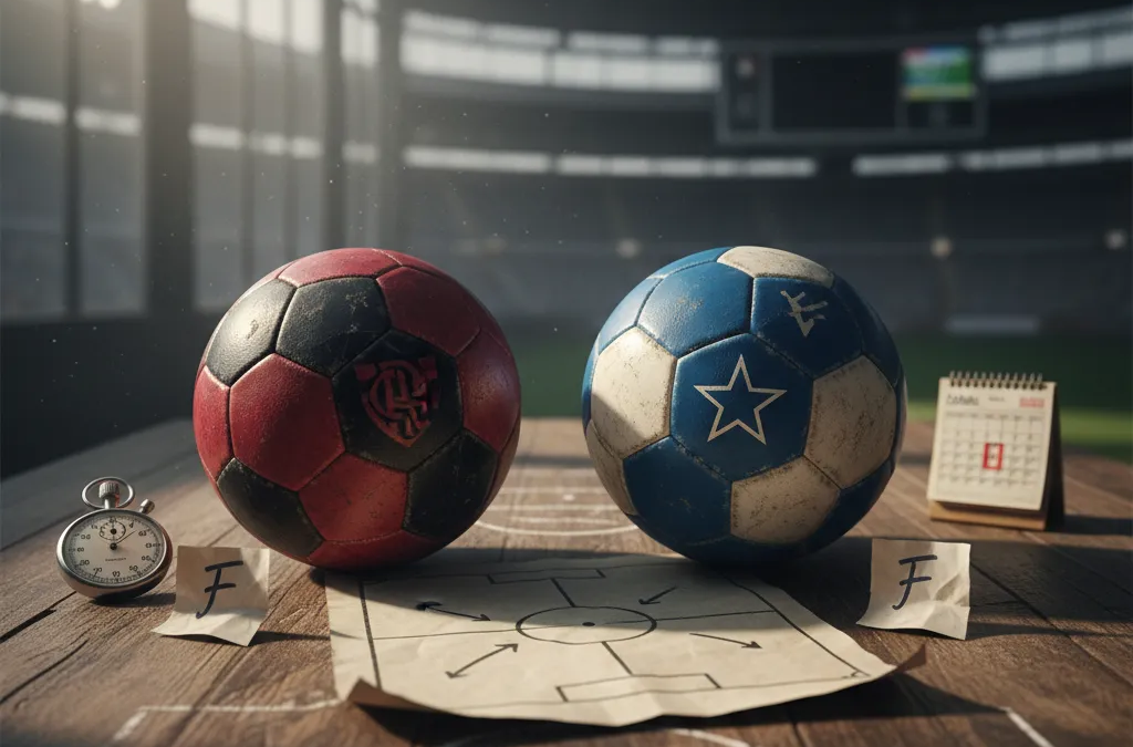 Jogadora do Flamengo (F) dribla a bola em campo verde, com atleta do Cruzeiro (F) ao fundo, durante partida do Brasileirão Feminino.