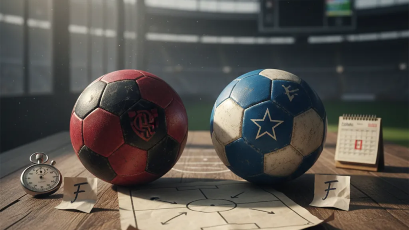 Jogadora do Flamengo (F) dribla a bola em campo verde, com atleta do Cruzeiro (F) ao fundo, durante partida do Brasileirão Feminino.