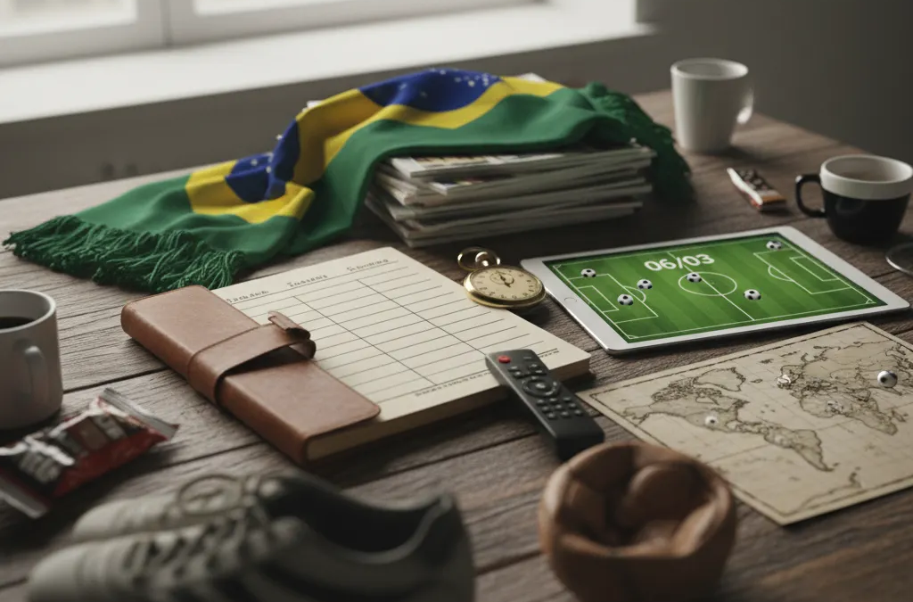 Jogador de futebol em camisa azul chutando a bola no gramado de um estádio iluminado, com torcida ao fundo.