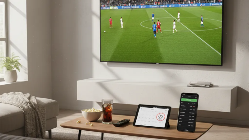 Jogador de futebol em campo verde, chutando a bola com força durante um dos emocionantes jogos de futebol.