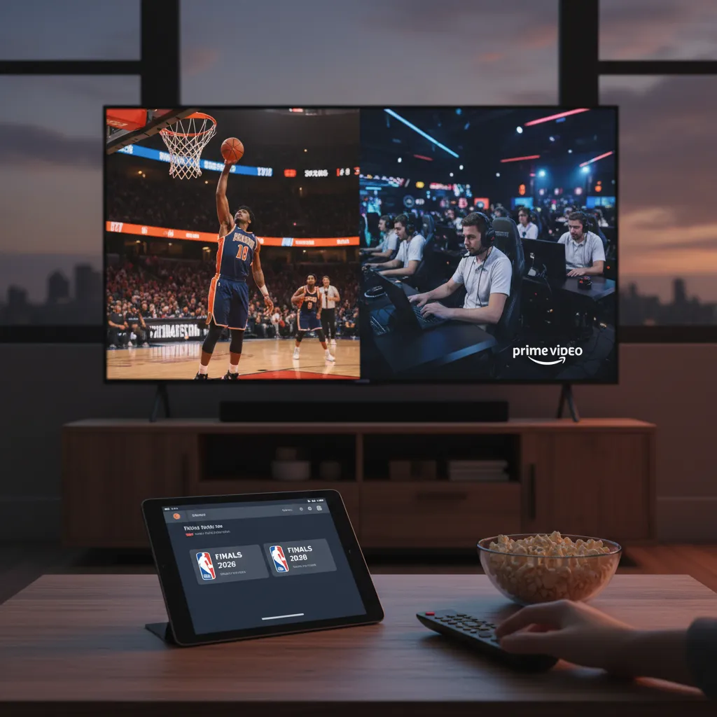 Tela de TV com jogo de basquete da NBA, ilustrando a transmissão de esportes ao vivo e a busca por onde assistir.