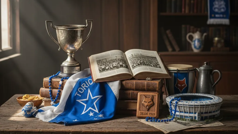 Torcida Cruzeiro vibrante no Mineirão, com milhares de fãs em camisas azuis e bandeiras, celebrando a paixão pelo clube.