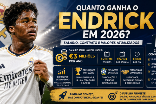 Quanto ganha o Endrick em 2026? Salário, contrato e valores atualizados